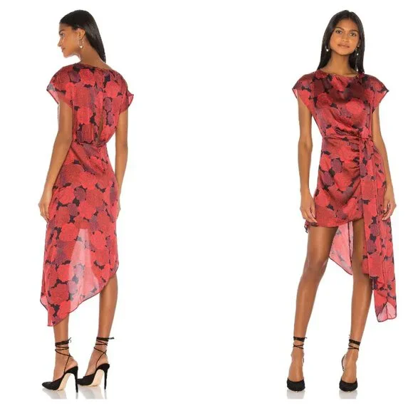 NWT L'Academie The Elaina Mini Dress in Red Peony - Picture 2 of 14